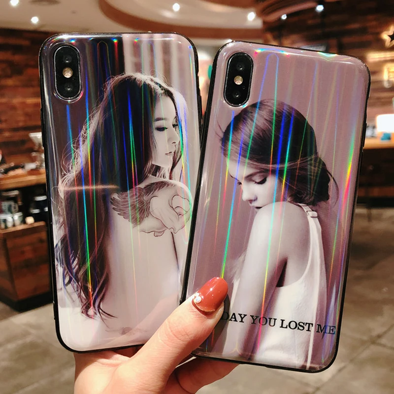 Аврора IMD лазерный чехол для Blu Ray iphone X XR XS Max глянцевый мягкий силиконовый 6s 7 8 plus