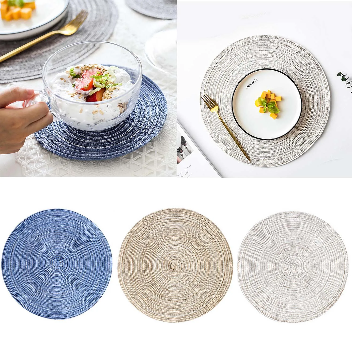 Buy Behogar 36cm Washable Round Dinner Tablemats