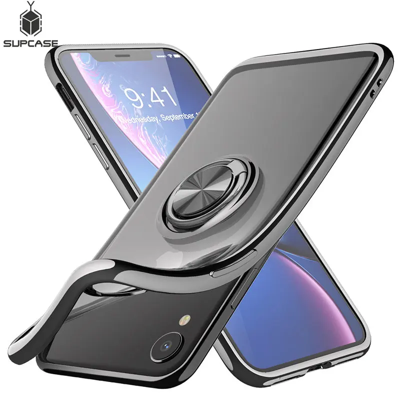 

For iphone XR Case 6.1 inch SUPCASE UB Snap Soft TPU Plating Hybrid Cover with Built-in 360° Rotation Ring Holder Kickstand