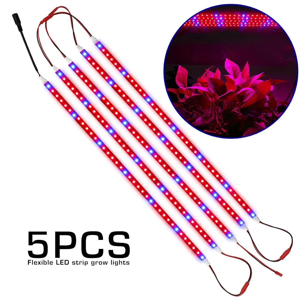 5pcs/lot 5W LED Strips Grow Lights+DC12V 5A Adapter Red Blue Hydroponic