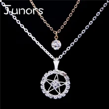 JUNORS natural Pentacle Pentagram Pendant Starry Sky Necklace Bright Star Witch Protection Star Amulet Necklace Kuroshitsuji