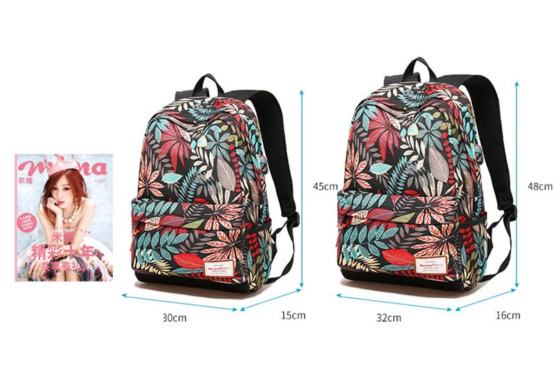 Mochila de Carregamento Mochilas para Estudantes Usb para Meninas Adolescentes Mochila Escolar Feminina Impressão Universitários 6 Toys & Sports
