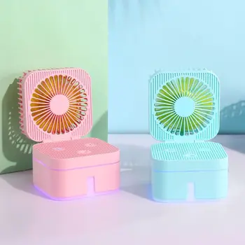 

Mini Portable Cube Fan Mute Air Purification Humidifier Fan with Colorful Atmosphere Lamp for Home Office Supplies