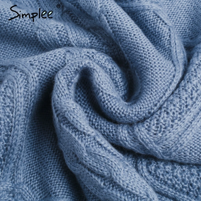 Simplee Turtleneck high split knitting pullover Autumn winter long sleeve 2017 sweater women pull femme streetwear soft jumper