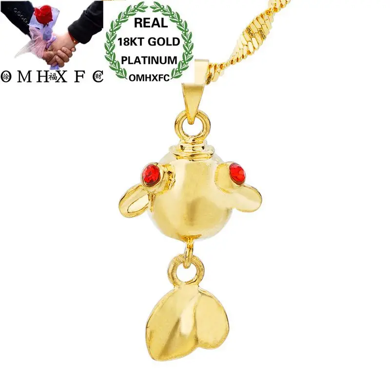 OMHXFC Wholesale European Fashion Woman Man Unisex Party Birthday Wedding Gift Goldfish Zircon 18KT Real Gold Charm Pendant PN94 | Украшения