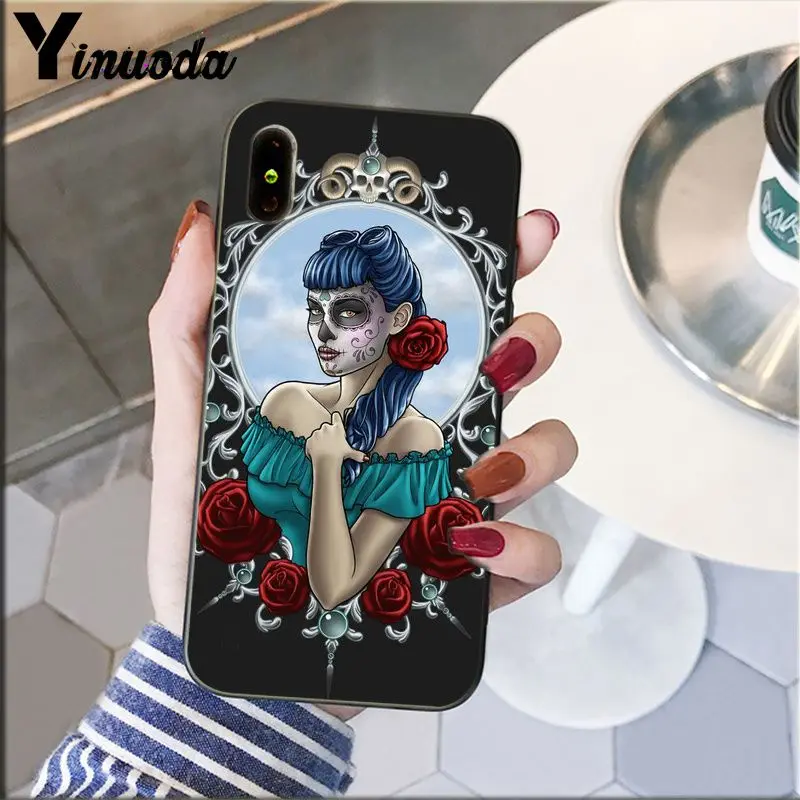 Catrina beautiful rose girl Skull Art
