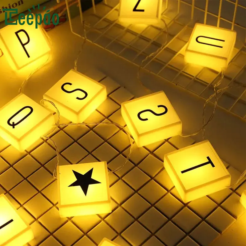 

10/20 LED Letter String Lights Battery Hanging Garden Light String DIY Letters Fairy Lamp For Holiday Wedding Party Home Decor