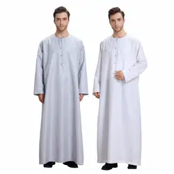 Новая Арабская абайя мусульманская Дубаи кафтан с длинным рукавом взрослый Пакистан мужская одежда с круглым вырезом Саудовская Аравия