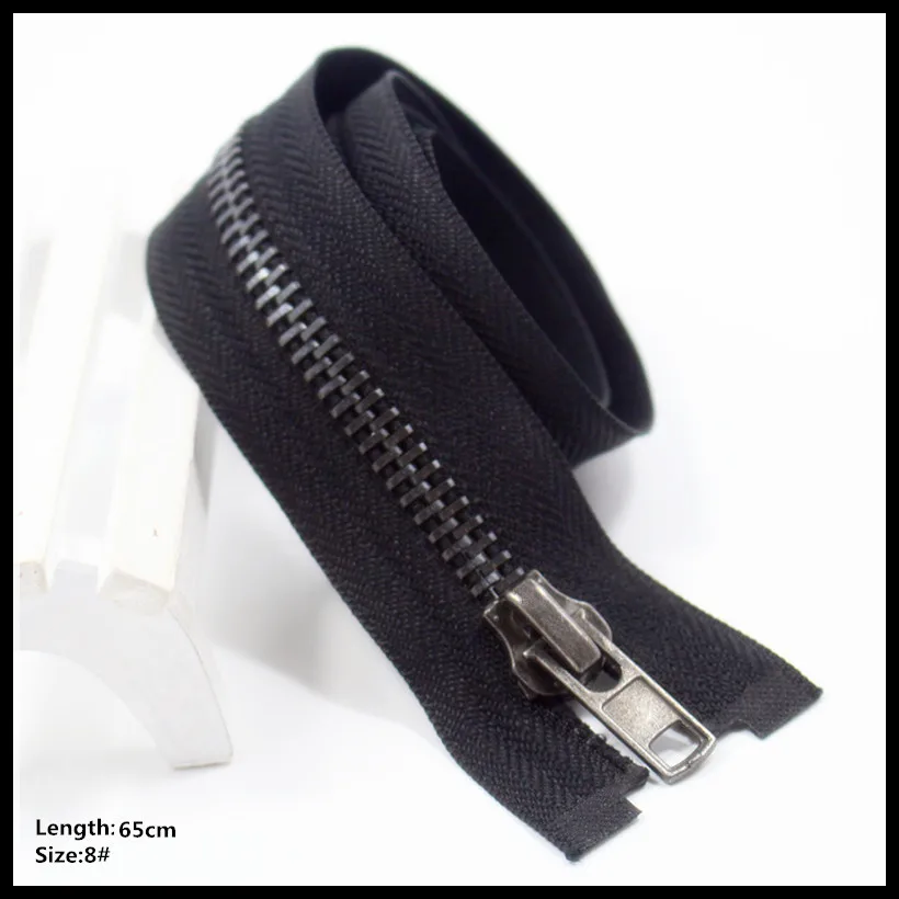 

High-quality 65cm 8# 2pcs/lot black Metal Zipper for Sewing zip Garment Accessories Jeans Zippers Cremalleras DIY tools zipper