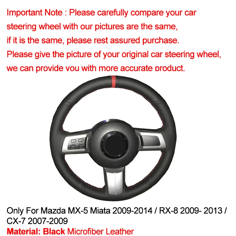 Hand Sewing Car Steering Wheel Cover For Mazda MX-5 2009-2014 RX-8 2013 CX-7 Hand Sewing Car Steering Wheel Cover For Mazda MX-5 2009-2014 RX-8 2013 CX-7