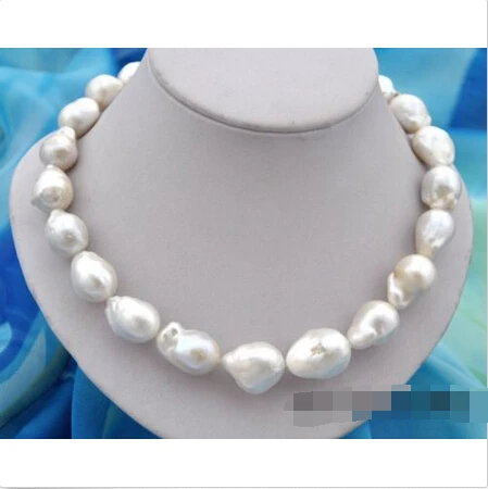 

18"23mm baroque white Reborn Keshi pearl necklace ^^^@^Noble style Natural Fine jewe FREE SHIPPING