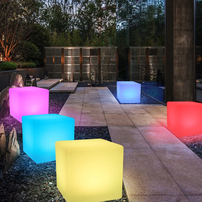 

40x40x40CM LED Cube Light Luminous Furniture Remote Control 16-Color Cubic Stool Lamp for Outdoor Indoor Night Party Decor