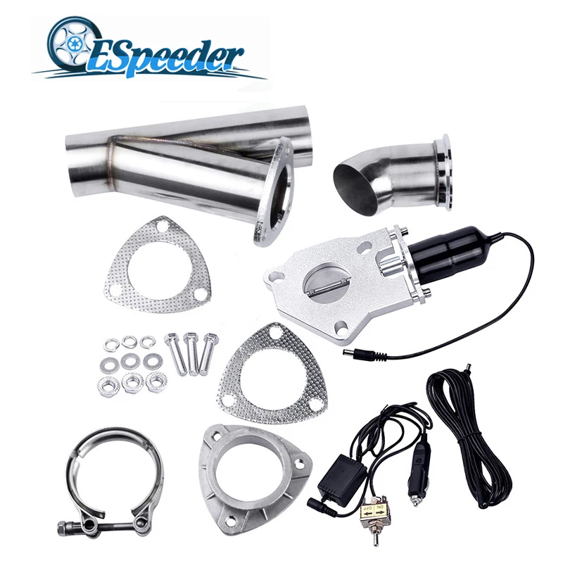 ESPEEDER 2.25 Inch Stainless Steel Headers Y Pipe Exhaust Cutout Kit