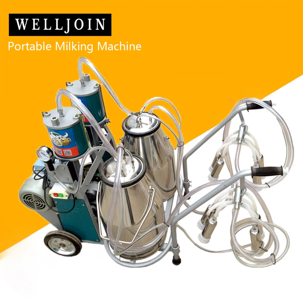 

Double Buckets Piston Pump Milking Machine for Cow, Goat, Portable Milking Machine