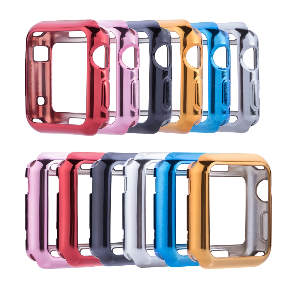 

Metallic Soft TPU Full Protect Shell Case Cover for Apple Watch Series 3 2 1 38/42mm Cases Protector Ultra-Thin Case for iWatch