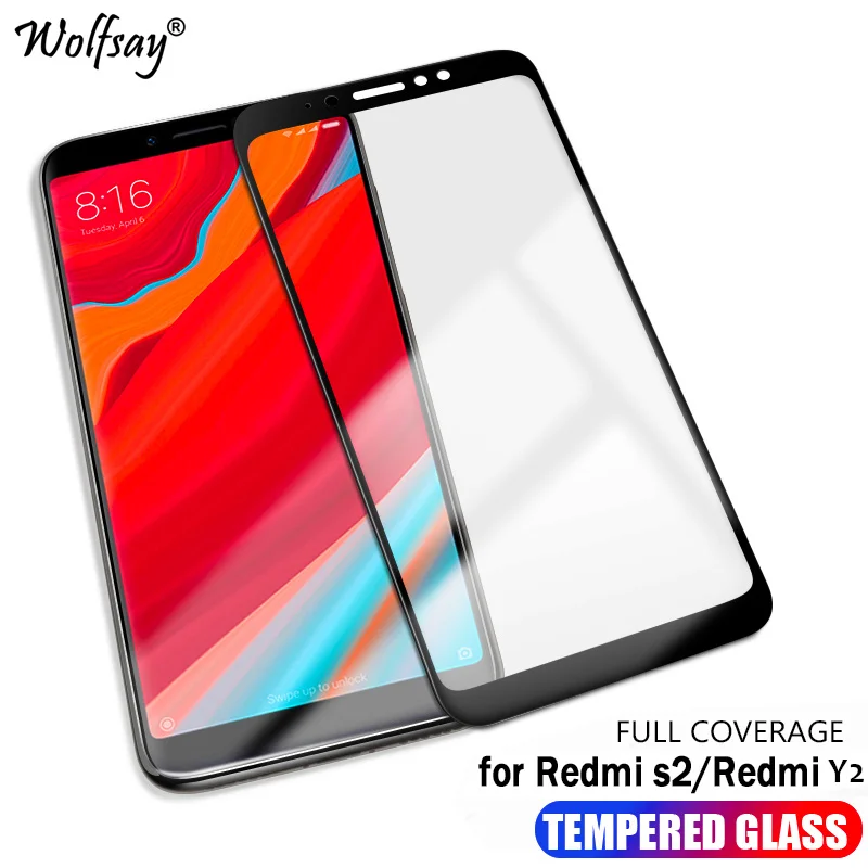 Изогнутое закаленное стекло с полным покрытием для Xiaomi Redmi S2 защита экрана