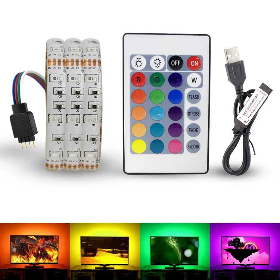 Светодиодная лента RGB Водонепроницаемая USB 5 V Лента светодиодная e Белая теплая