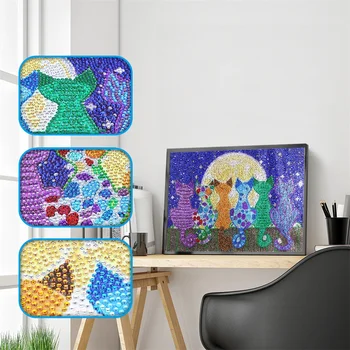 

DIY 5D Special Shaped Diamond Painting Moon Cat Cartoon Full Diamond Embroidery Rhinestone Cross Stitch Kit Crystal Crafts Gift