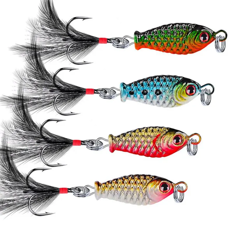 

1PCS Metal Baubles With Rotating Petal Bait Fishing Hard Sequins With Feather Bass VIB Fishing Bait Fishing Gear