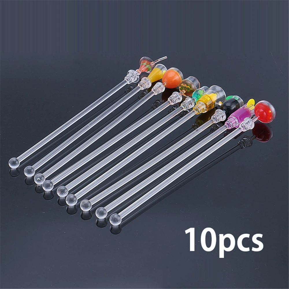 10Pcs/Lot Acrylic Drink Juice Puddler Stirring Coffee Mixing Threaded Cocktail Picks Muddler Bar Tool Cocktail Mixing Spoon Set