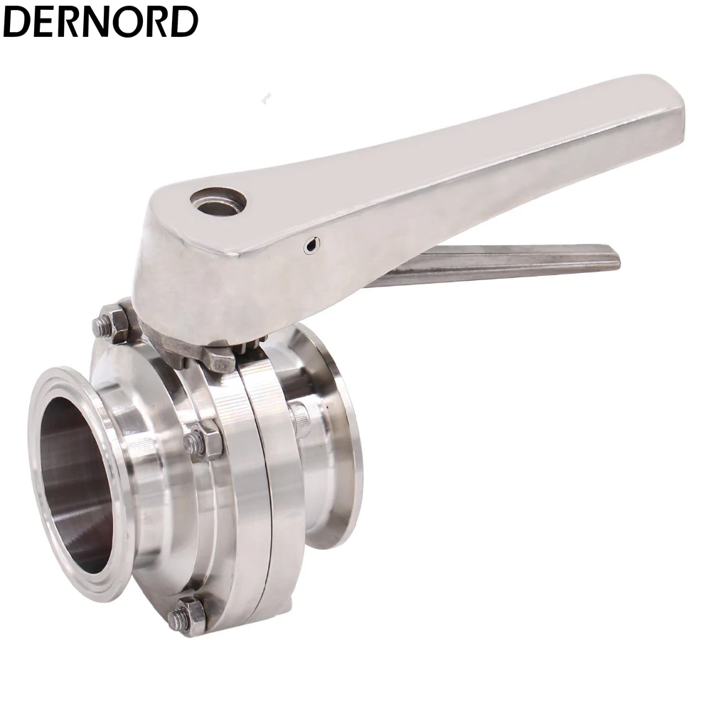 DERNORD 2'' Tri Clamp Butterfly Valve with Trigger Handle Tri Clover Silicon Valve Seat Heavy
