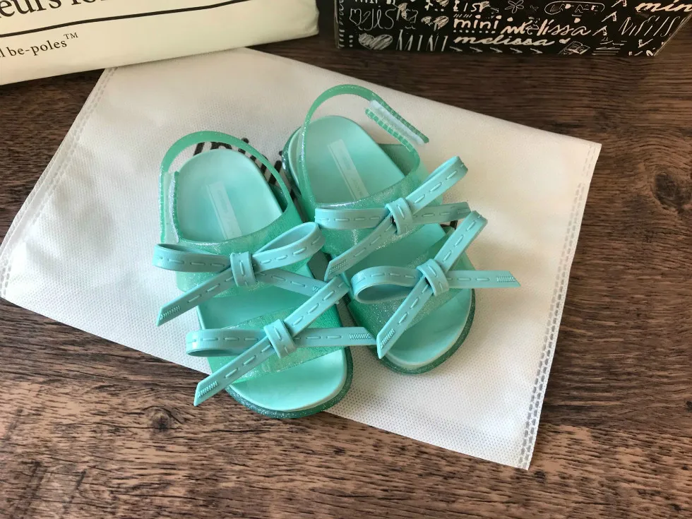 Mini Melissa/ г. Космические сандалии прозрачные сандалии для девочек босоножки для девочки принцессы с бантом детская пляжная обувь Нескользящая детская мини Melissa Baby