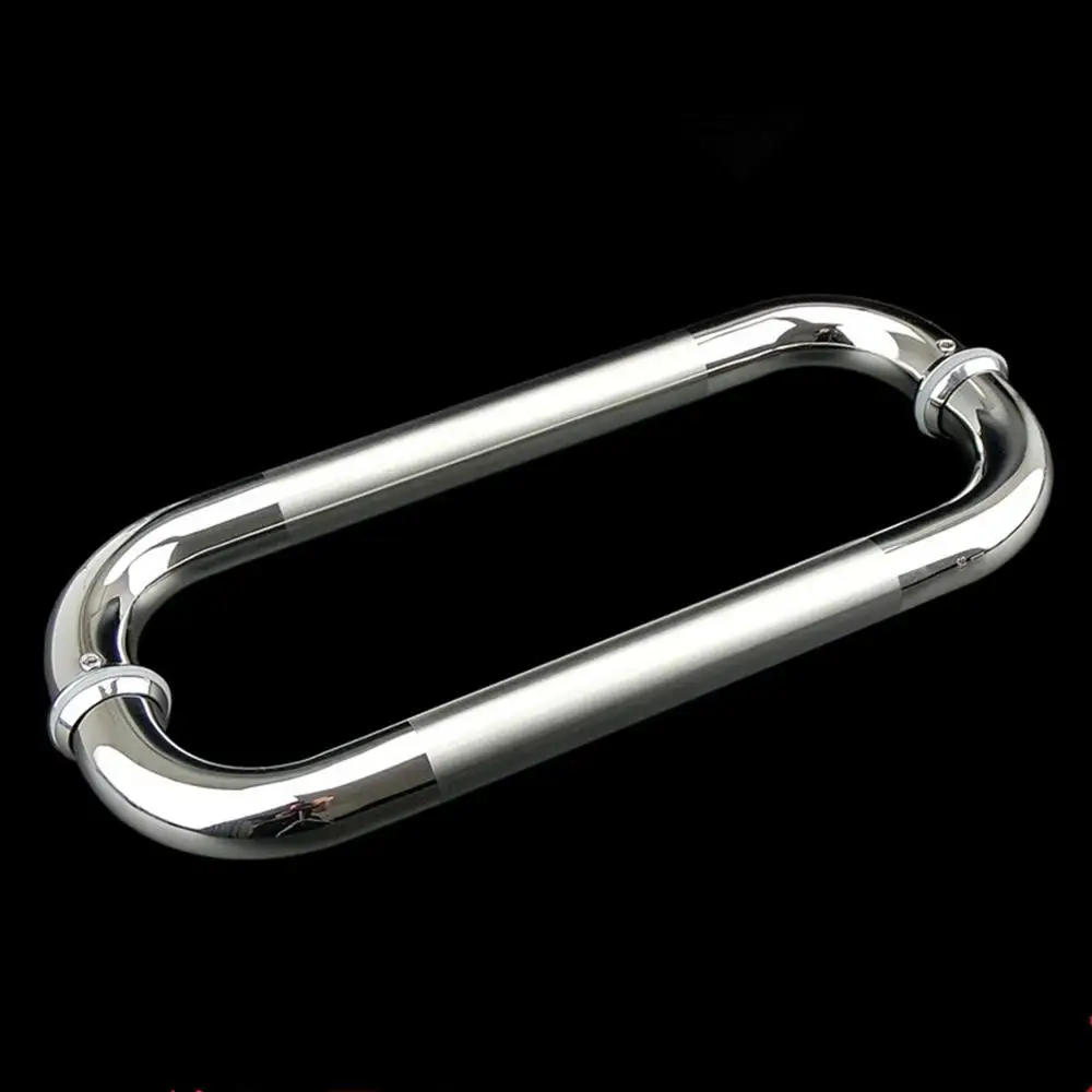

Stainless steel shower handle,one pair, C- shape bathroom glass doors handle,Mirror processing, hole 400mm, diameter 25mm