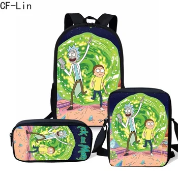 

2019 New Hot Rick and Morty Girl Teenager Backpack Orthopedic Schoolbag Children 3D Anime Print Cartoon Mochila Escolar Bagpack