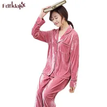Fdfklak Для женщин теплые пижамы высокое качество золото бархат осень-зима Пижама Семейные рождественские пижамы Пижама, одежда для сна, Q511