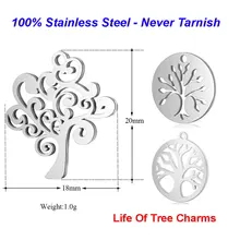 10 шт./лот нержавеющая сталь жизнь дерева амулеты VNISTAR полированное натуральное дерево DIY Шарм Ювелирные изделия Поиск поставки