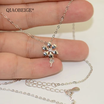 

QIAOBEIGE Top Quality 925 Sterling Silver pandant necklace Accessories Elegant Valuable DIY Fine Pearls Jewelry snowflake winter