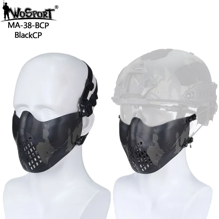Военный Wargame Половина маска для лица CS камуфляж тактическая маска для страйкбола охота защитные маски для быстрого шлем - Цвет: black CP