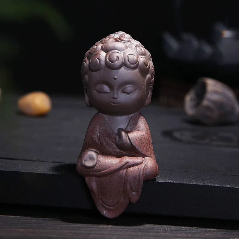 Креативные маленькие статуи Будды буддистские татагаты милые пески Будды керамические чайные аксессуары для домашних животных украшения Будды бутик - Цвет: 1pcs
