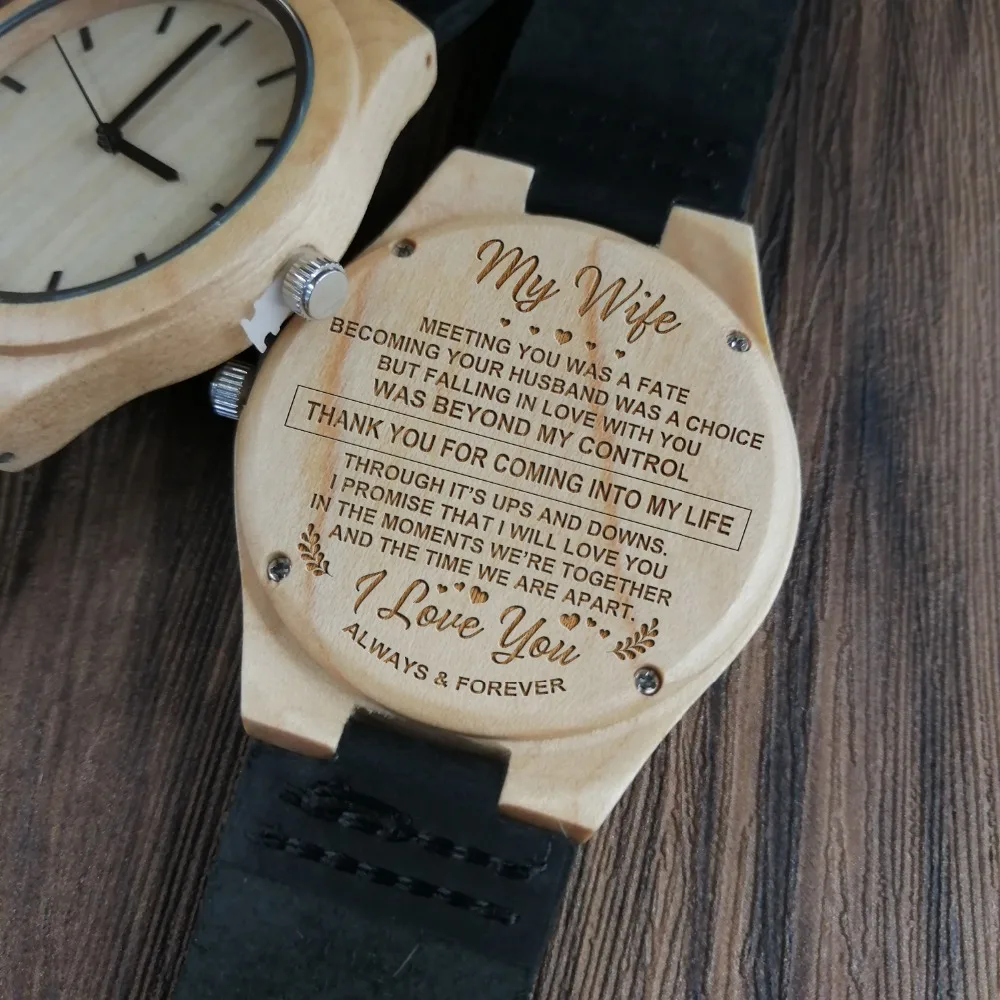 Watch Wife Engrave Watch Zebra Wood Watch Wrist Watch Quartz