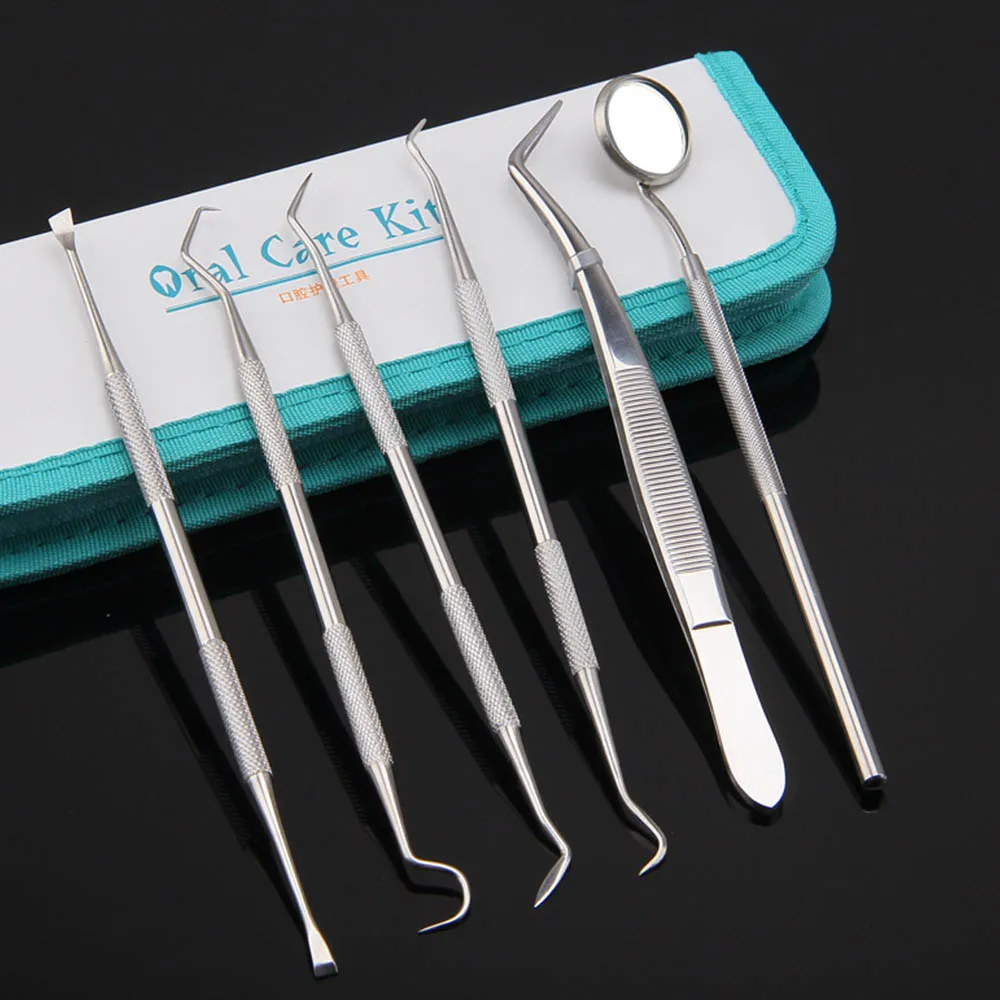 

9pc / set Stainless steel Dental mirror Dental prepared dentist Tool Set probe care Dental instrument tongs Scaler sickle