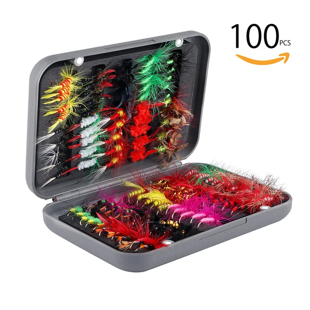 

20pcs 100pcs/ Box Fly Fishing Lure Flies High Carbon Steel Fly Tying Hooks for Trout Fishing Artificial Bait Fishing Accessories