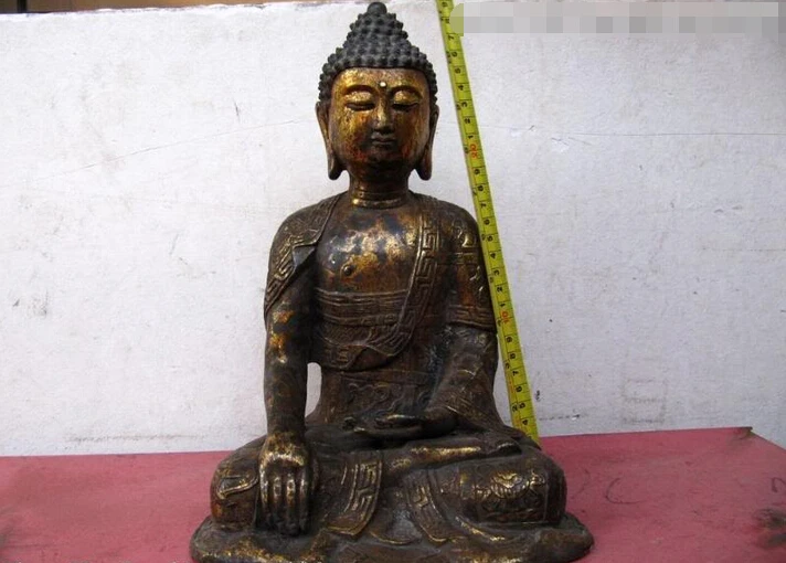 

150610 S1748 12 Tibet Buddhism Temple Copper Bronze Eight treasures Sakyamuni Buddha Statue