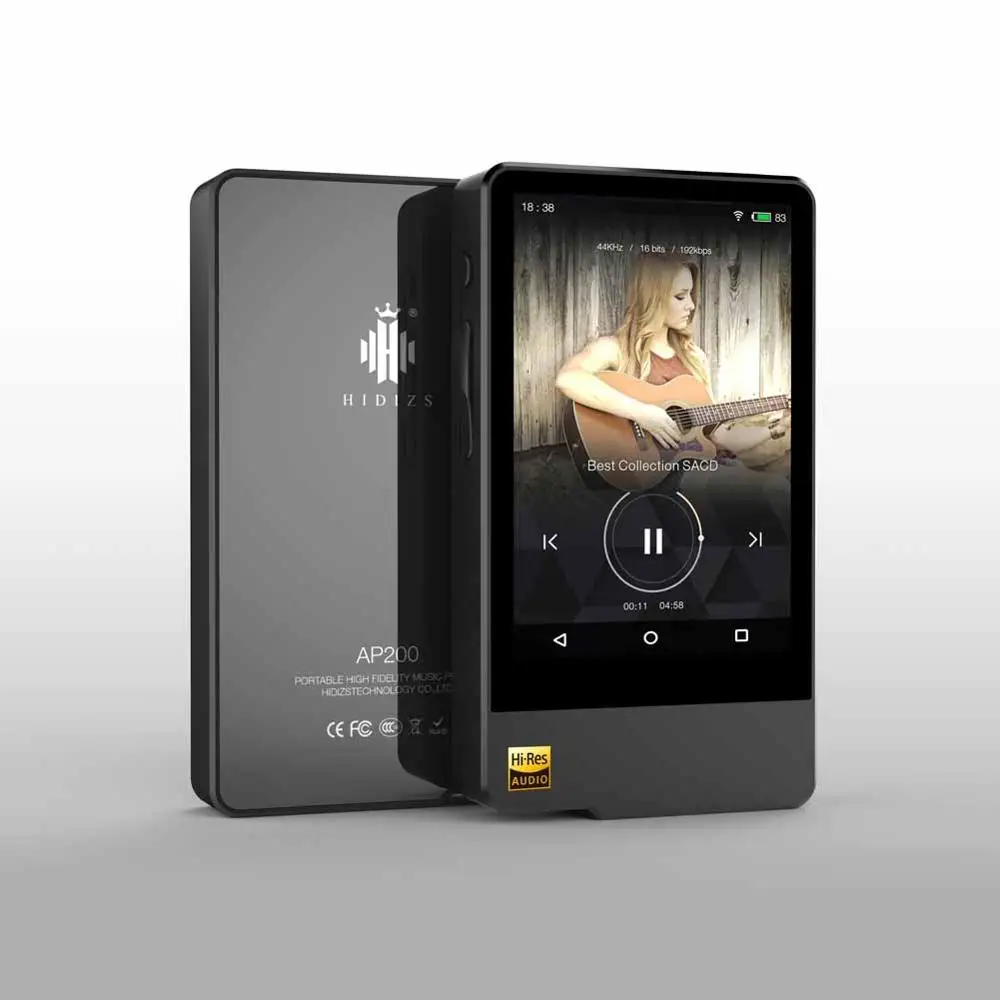 Hidizs AP200 Android Bluetooth Hi-Fi музыкальный плеер 64 ГБ(Встроенная память) 3," IPS Двойной 9118c ЦАП DSD PCM FLAC - Цвет: Черный