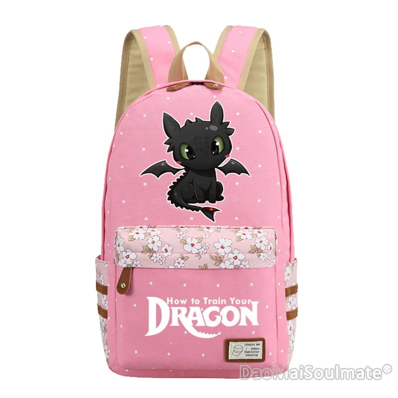 Мультфильм Как приручить дракона девушки рюкзаки аниме детей ноутбук холст сумки студентов школьная сумка Школьный рюкзак Mochila Chica - Цвет: Pink 1
