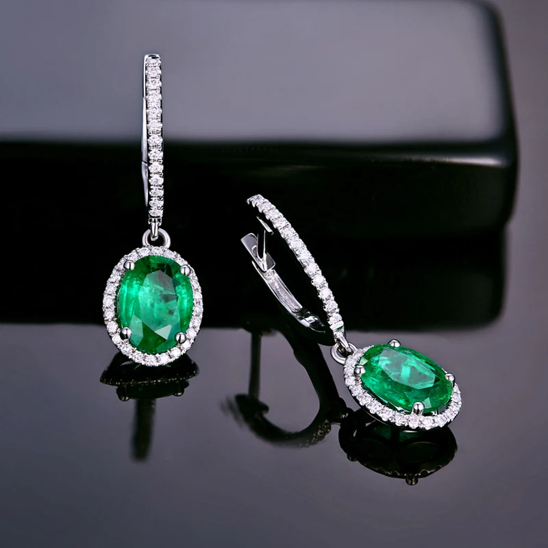 Caimao 2.29ct натуральный зеленый ИЗУМРУД 14 K из белого золота с бриллиантами