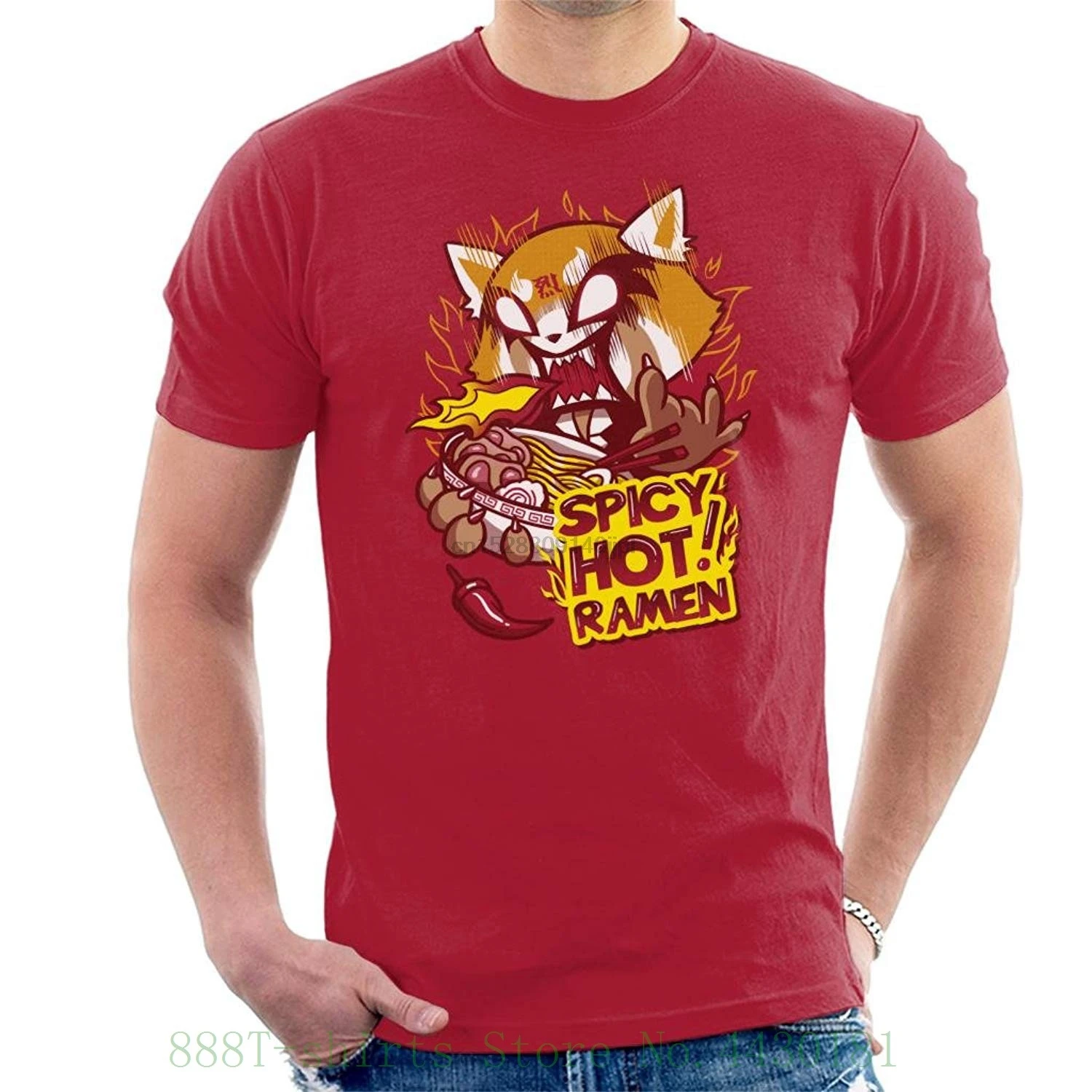 Aggretsuko пряный комфорт еда Мужская футболка мультфильм печати короткий рукав