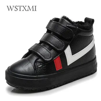 

Winter Boys Boots for Children Shoes Leather Waterproof Fashion Little Kids Snow Boot Ankle Martin Boots Plush Warm Sport Shoes