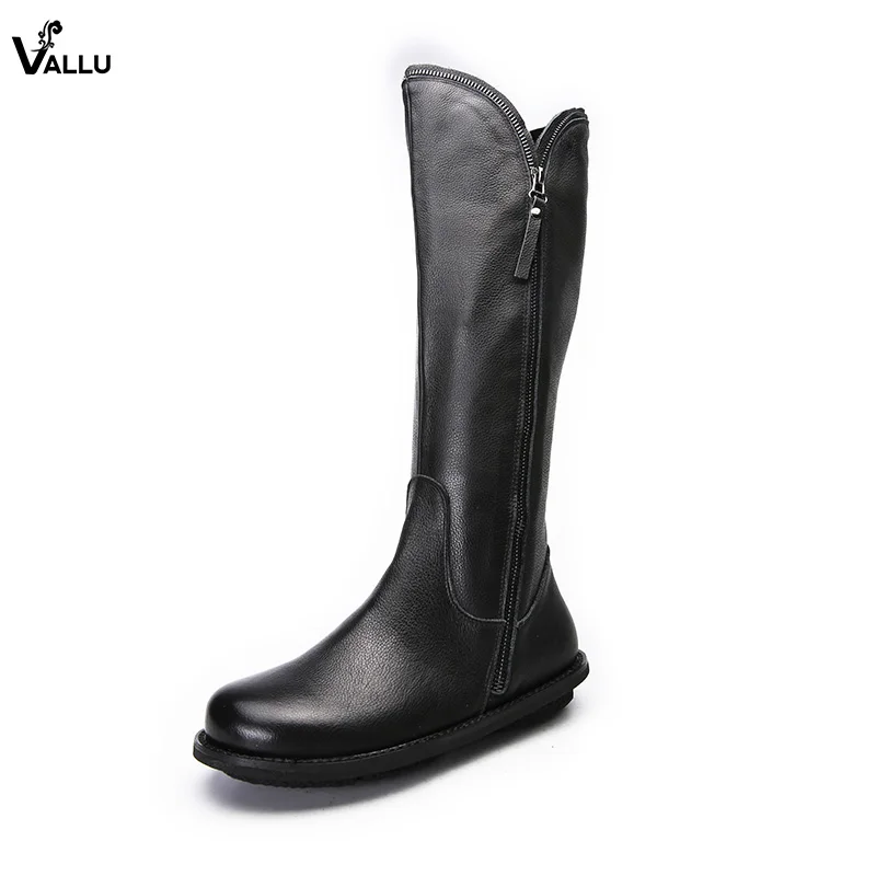 2018 VALLU Handmade Women Shoes Knee High Boots Natural Cow Leather Double Zip Women Boots 2018 VALLU Handmade Women Shoes Knee High Boots Natural Cow Leather Double Zip Women Boots