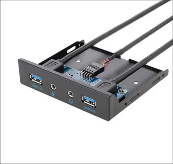 

by dhl or ems 50pcs 3.5" Floppy Bay 20 Pin 4 Ports USB 3.0 Hub HD Audio 3.5mm Earphone Mic Connector PC Front Panel Bracket