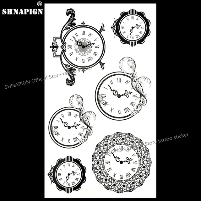 SHNAPIGN Wise Time Circle Clock Temporary Tattoo Body Art ...