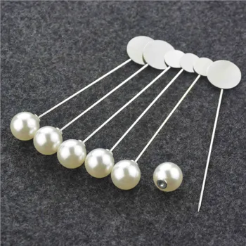 

10pcs Copper Round Tray Pearl Safety Pin Stick Blank Brooch for Men Women Suit Tie Hat Scarf Badge DIY Jewelry Accessories