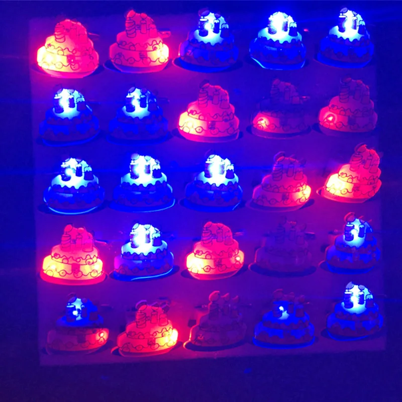 GlowLight UpLuminous FlashChildLed Toy Birthday Cake Brooch Glow In The Dark Birthday Christmas Wedding Party Gift  (7)
