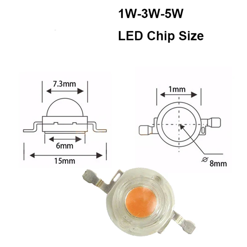 Hydroponice 1 Вт 3 Вт 5 Вт 50 Вт/100 Вт светодиодный чип для выращивания Epistar 35mil светодиодный чип, полный спектр 400нм-840нм для внутреннего освещения растений