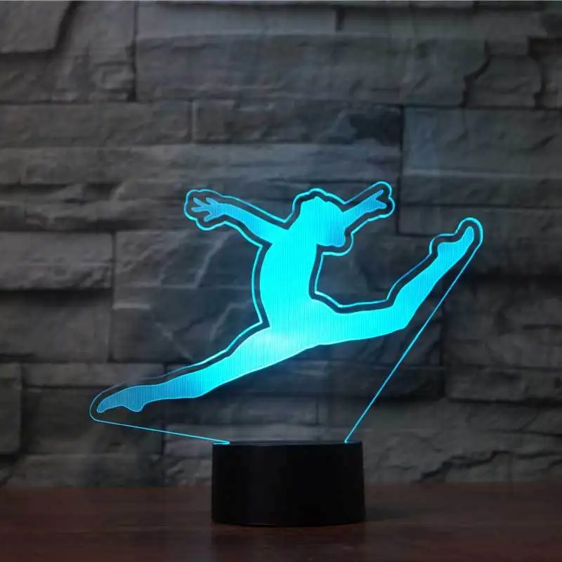 3D гимнастская форма ночник 7 цветов меняющая USB танцевальная настольная лампа