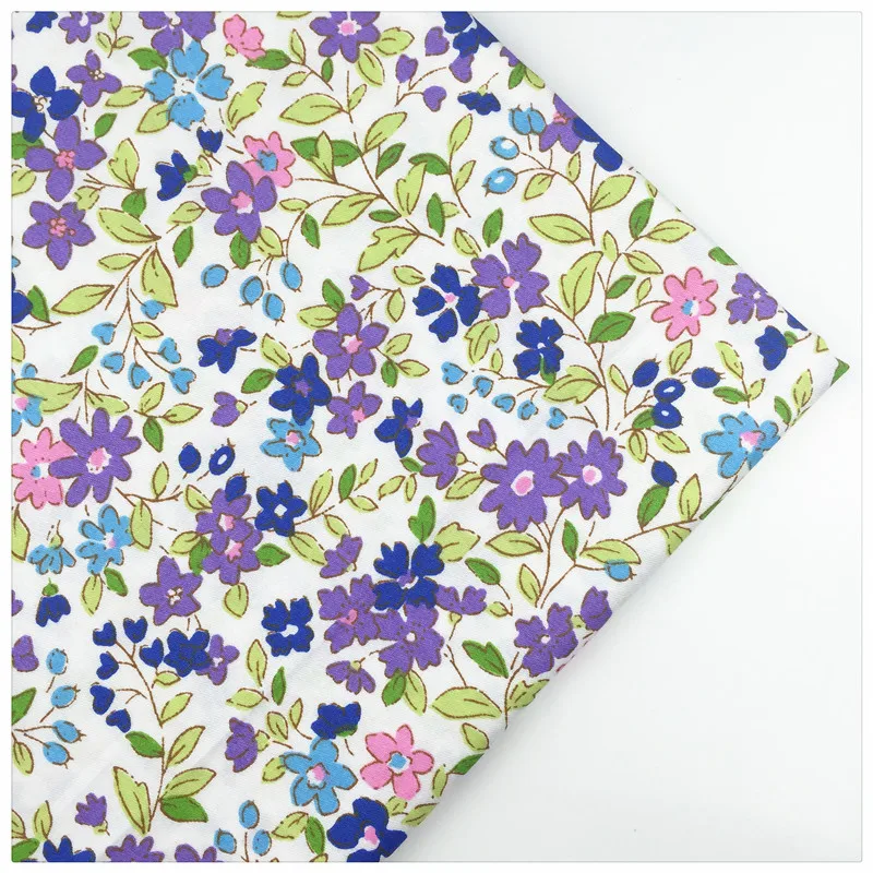 

1269419,Purple Floral Printed Cotton Fabric By Meter DIY Tissue Patchwork Telas Sewing Baby Toy Bedding Quilt Tecido The Cloth